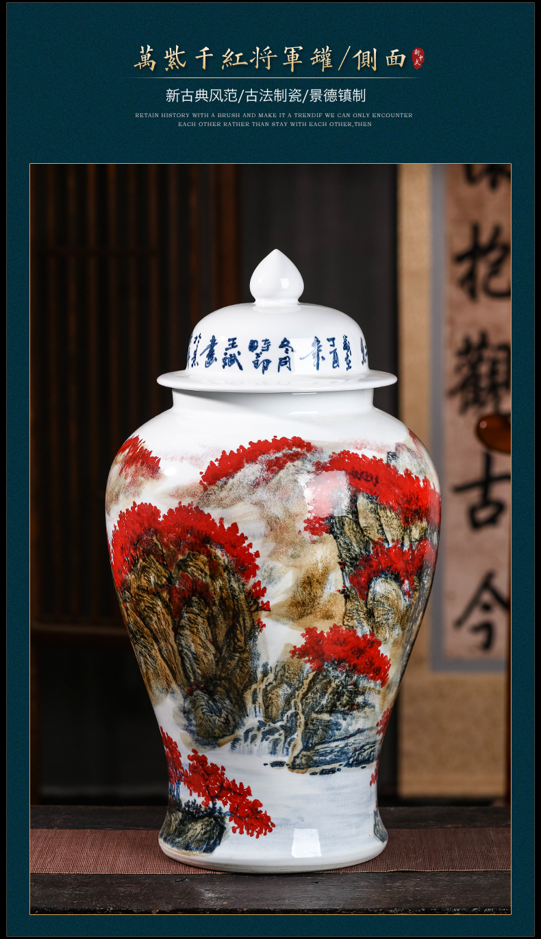 Chinese wine sitting room adornment is placed famous jingdezhen ceramics hand - made the general pot of large storage tank