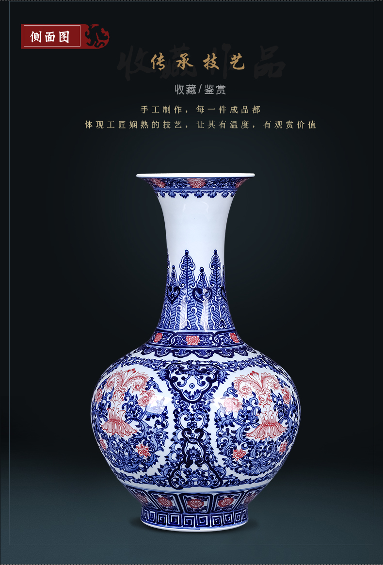 Jingdezhen ceramics imitation qianlong hand - made of blue and white porcelain vases, flower arranging new Chinese style living room TV cabinet decorative furnishing articles