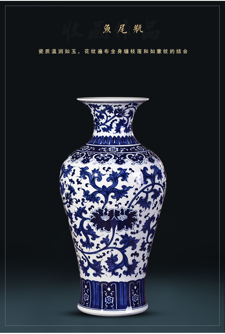 Jingdezhen ceramics hand - made antique blue and white porcelain vases, flower arranging large home furnishing articles, the sitting room porch decorations