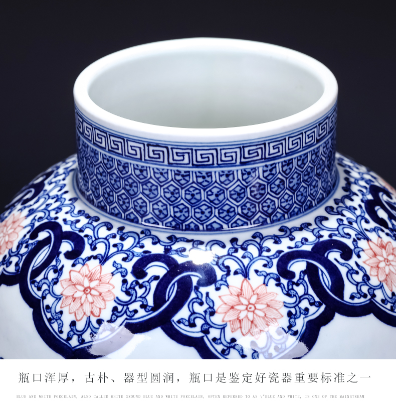 Jingdezhen ceramics hand - made general blue and white porcelain jar storage jar of new Chinese style restoring ancient ways is the sitting room adornment is placed