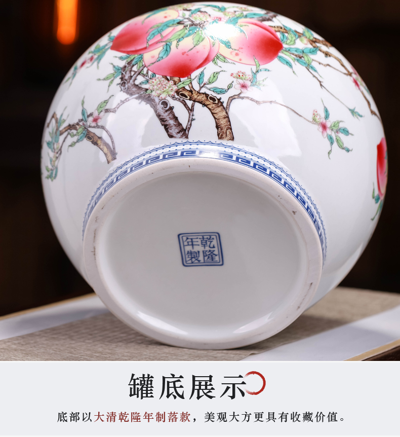 Jingdezhen ceramics archaize nine peach tea pot home sitting room storage tea cake large decorative furnishing articles