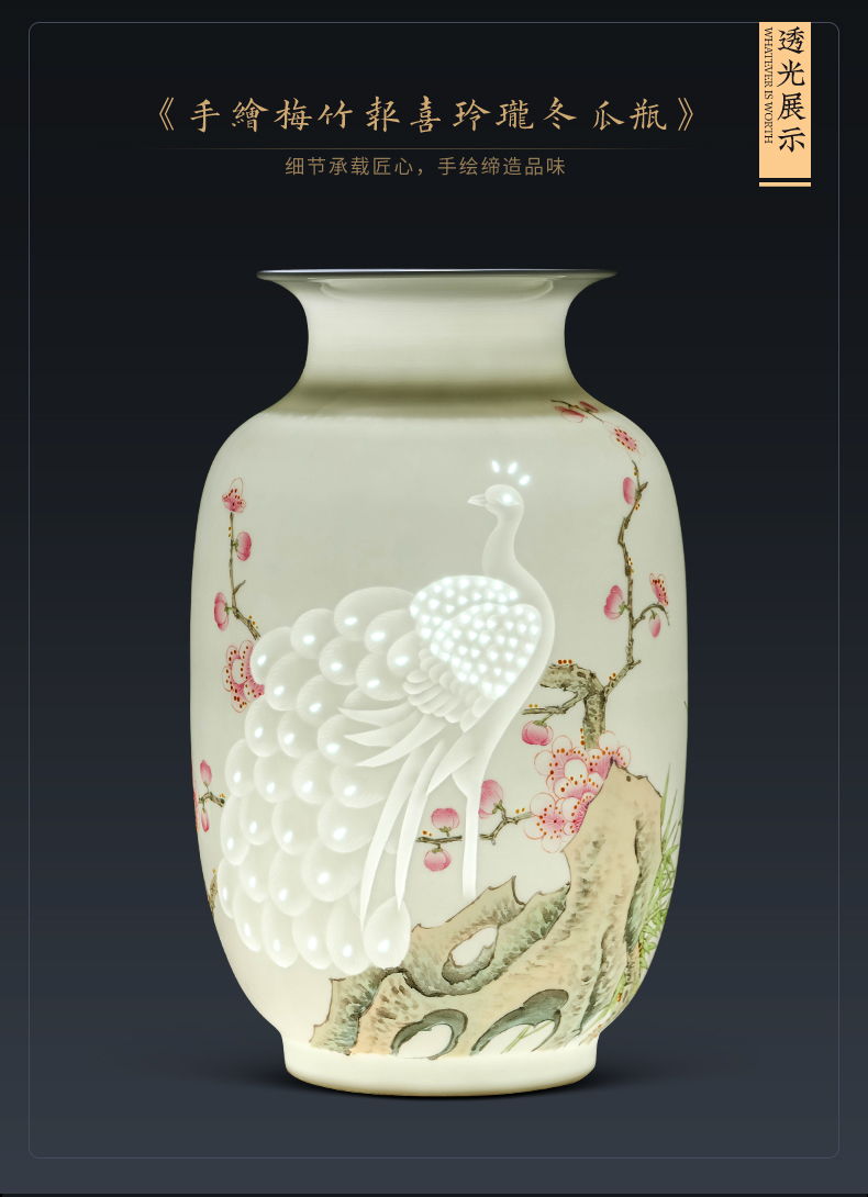 Jingdezhen famous hand - made ceramics vase furnishing articles sitting room of Chinese style household flower arranging dried flowers, decorative arts and crafts