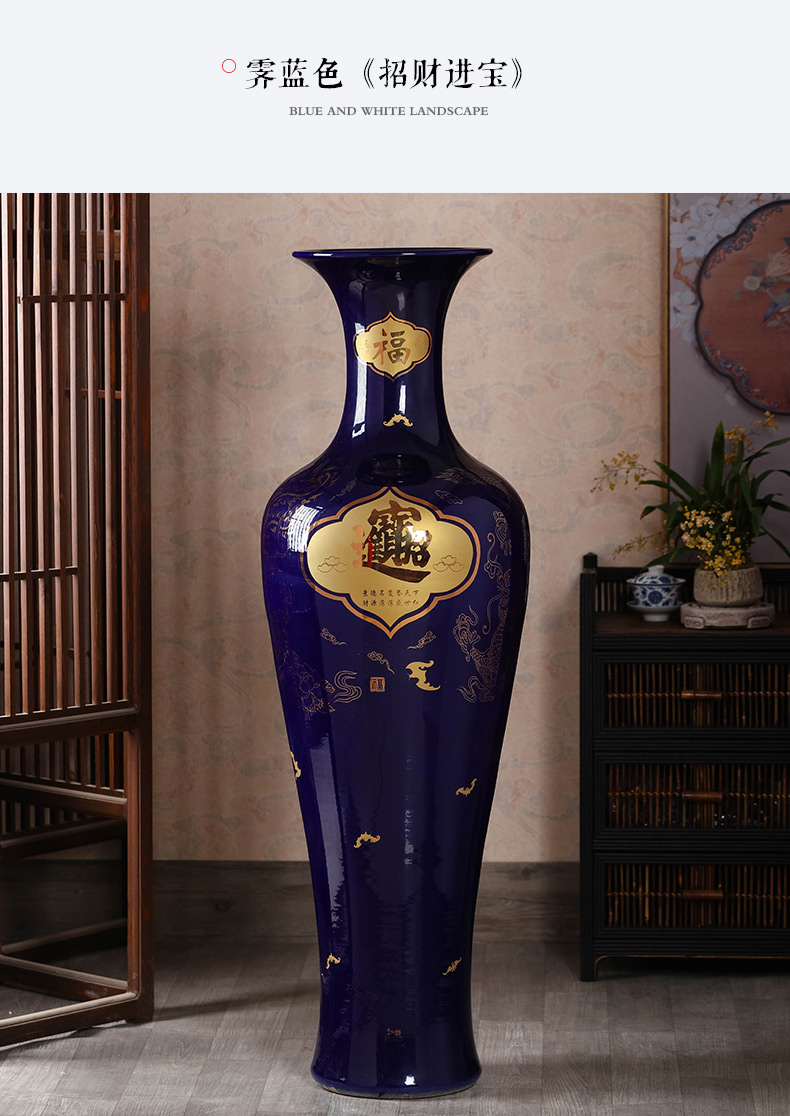 Jingdezhen ceramics China red large vase furnishing articles hotel to heavy Chinese style household act the role ofing is tasted a large living room