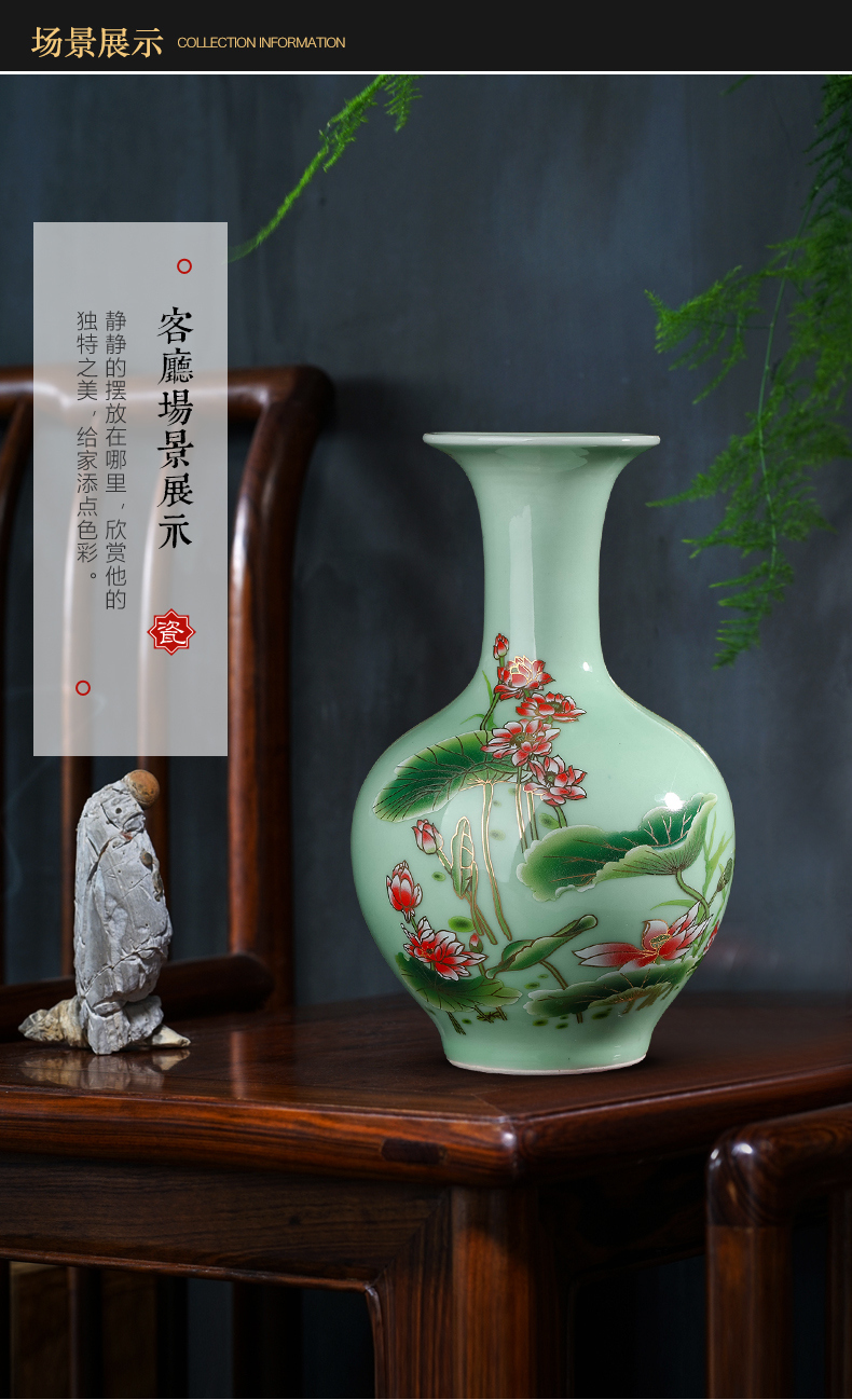 Jingdezhen ceramic shadow see colour blue glaze lotus flower bottle furnishing articles household act the role ofing is tasted, the sitting room TV ark, bottle arranging flowers