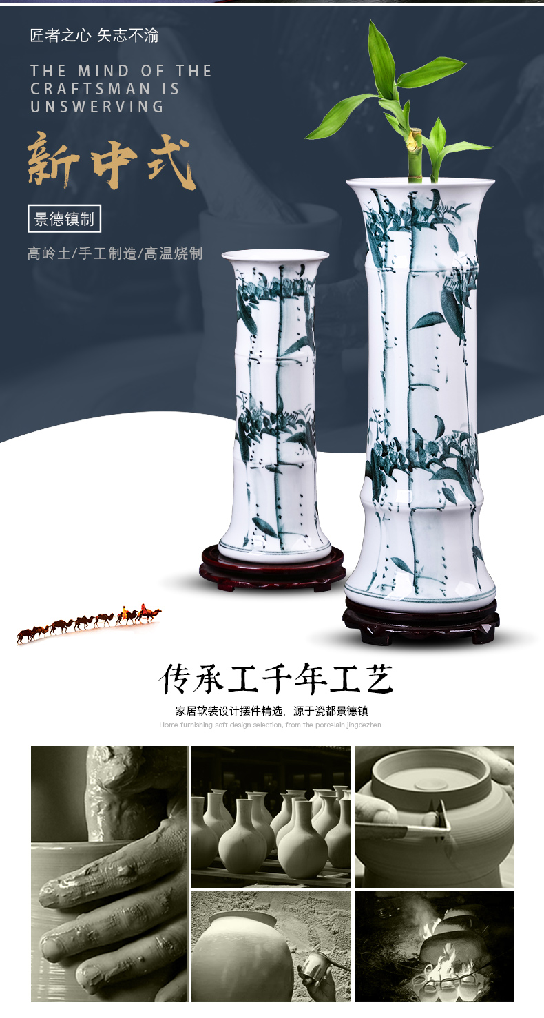 Jingdezhen ceramics lucky bamboo vase furnishing articles sitting room flower arranging hydroponic flower implement landing large TV ark, adornment