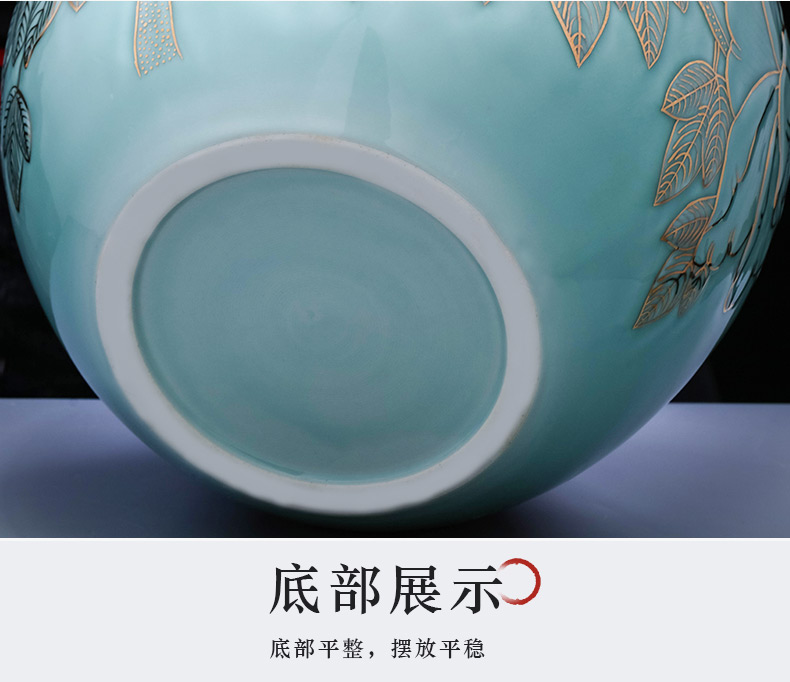 The Master of jingdezhen ceramics hand - made blue glaze vase Chinese style home furnishing articles of TV ark, wine sitting room adornment