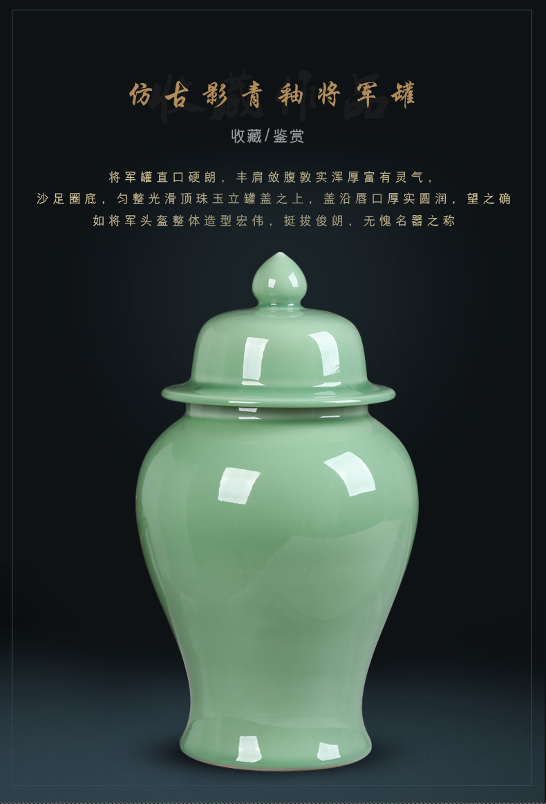 Jingdezhen ceramics pure manual shadow blue glaze ears vases, flower arranging rich ancient frame sitting room adornment is placed