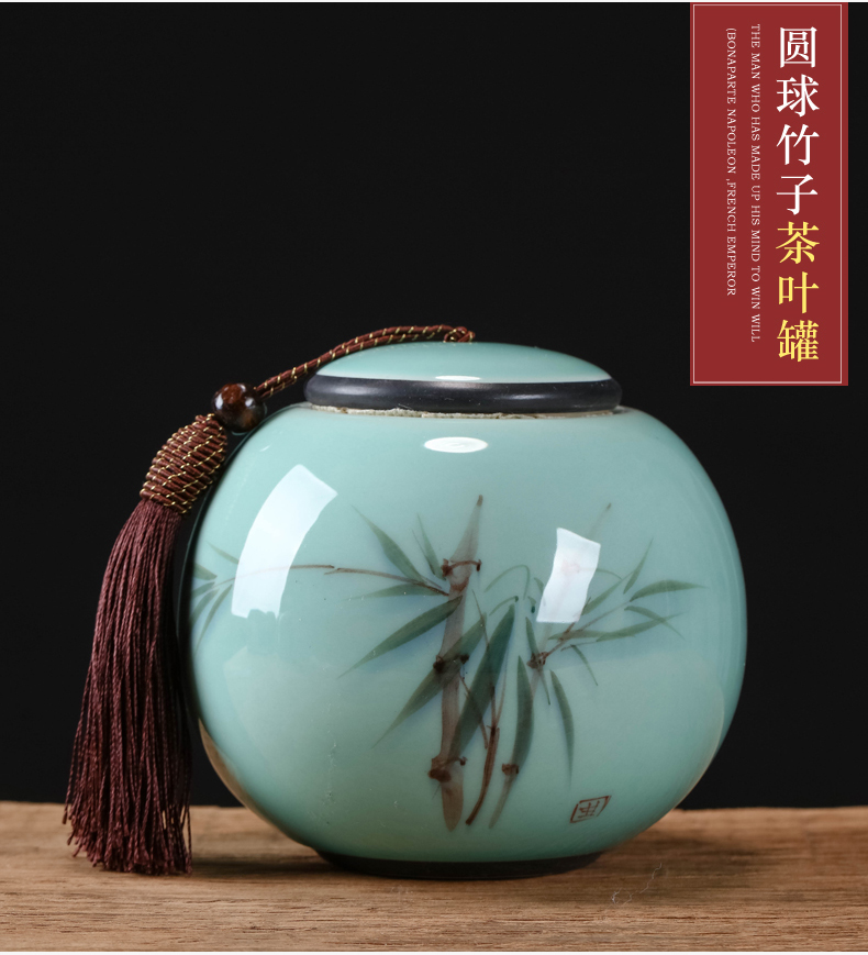 Jingdezhen ceramics Chinese hand - made caddy fixings storage tank pu 'er tea tea POTS awake small seal storage tank