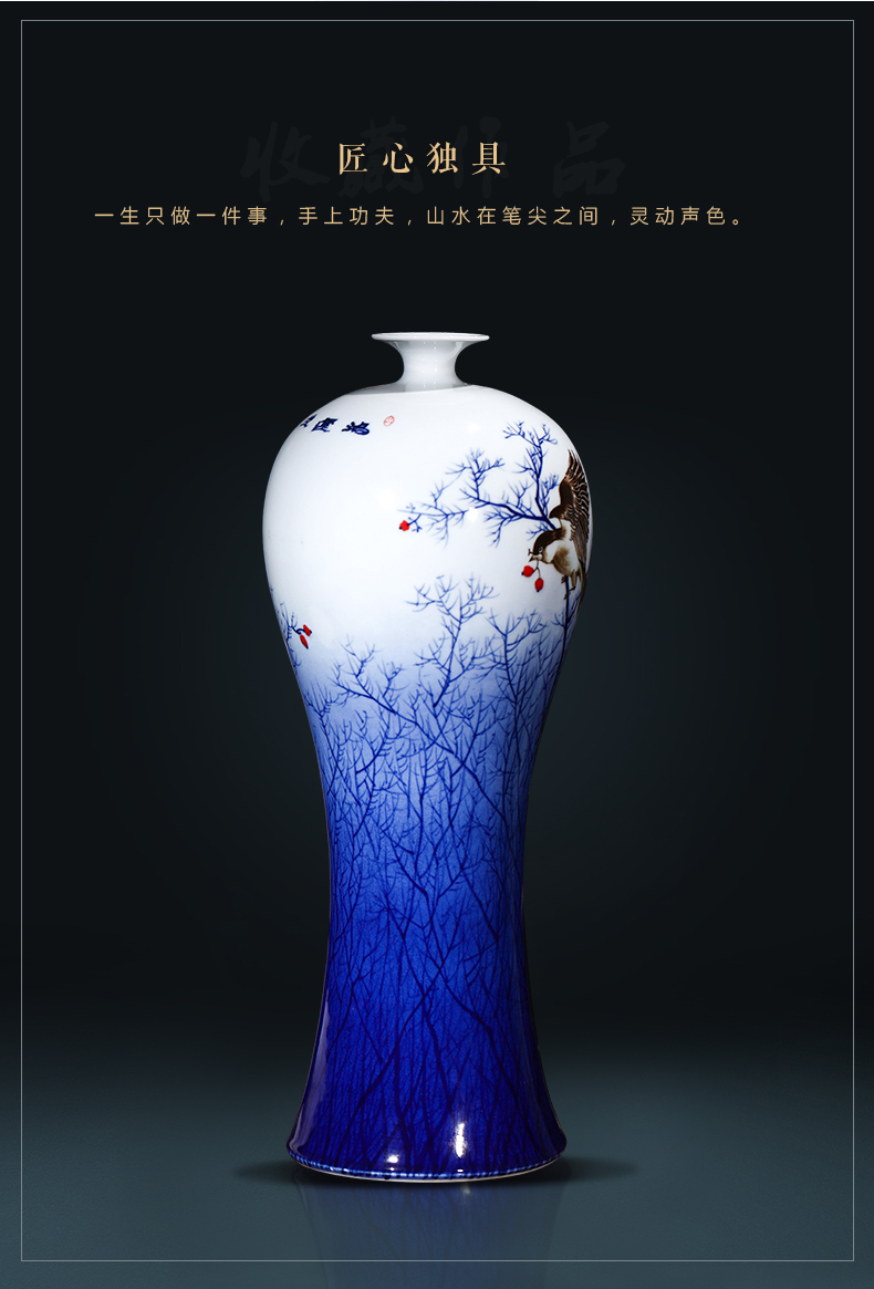 Jingdezhen master hand made blue and white porcelain vase furnishing articles sitting room porch decoration decoration of Chinese style household large arranging flowers