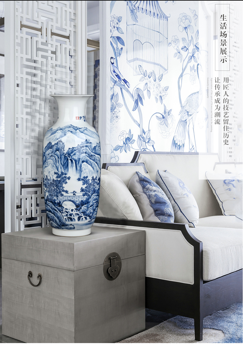 The Master of jingdezhen blue and white porcelain vase furnishing articles hand - made ceramics dried flower arranging flowers sitting room of Chinese style household ornaments