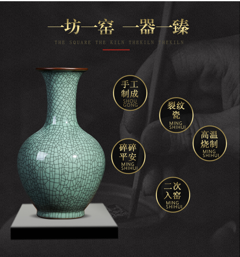 Jingdezhen ceramics vase guanyao Chinese style household furnishing articles flower arranging archaize sitting room TV cabinet decorative arts and crafts