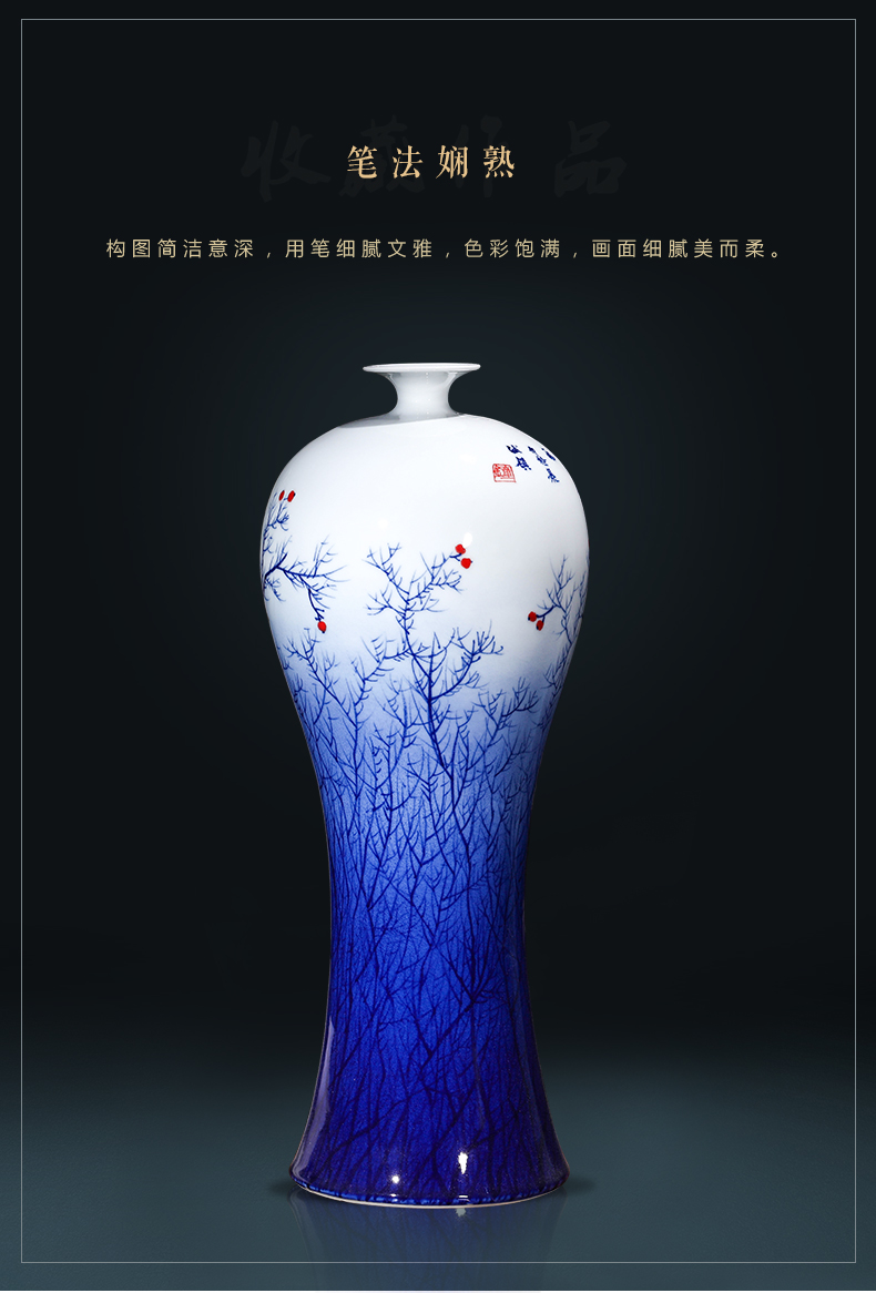 Jingdezhen master hand made blue and white porcelain vase furnishing articles sitting room porch decoration decoration of Chinese style household large arranging flowers