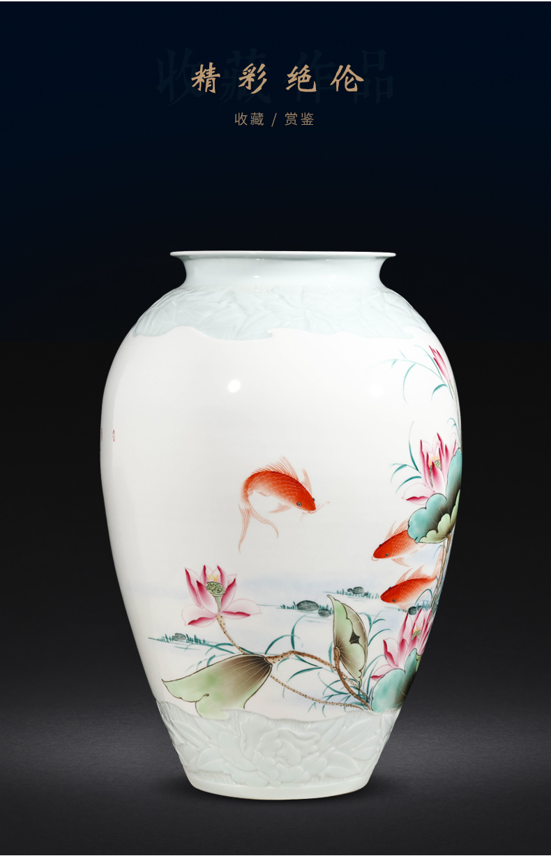 Jingdezhen ceramics famous hand - made enamel vase furnishing articles sitting room flower arranging Chinese style household decorative arts and crafts