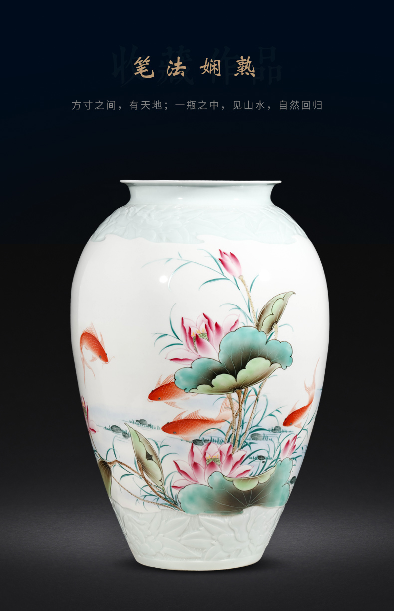 Jingdezhen ceramics famous hand - made enamel vase furnishing articles sitting room flower arranging Chinese style household decorative arts and crafts