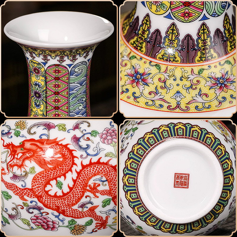 Jingdezhen ceramics antique vase furnishing articles of Chinese style living room home rich ancient frame enamel handicraft ornament