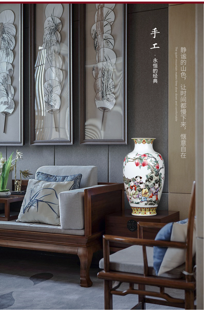 Jingdezhen ceramics powder enamel vase furnishing articles of new Chinese style household adornment rich ancient frame antique handicraft sitting room