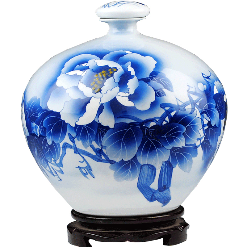 Jingdezhen ceramics famous household hand - made porcelain bottle wine jar with cover 10 jins to jars sealed as cans