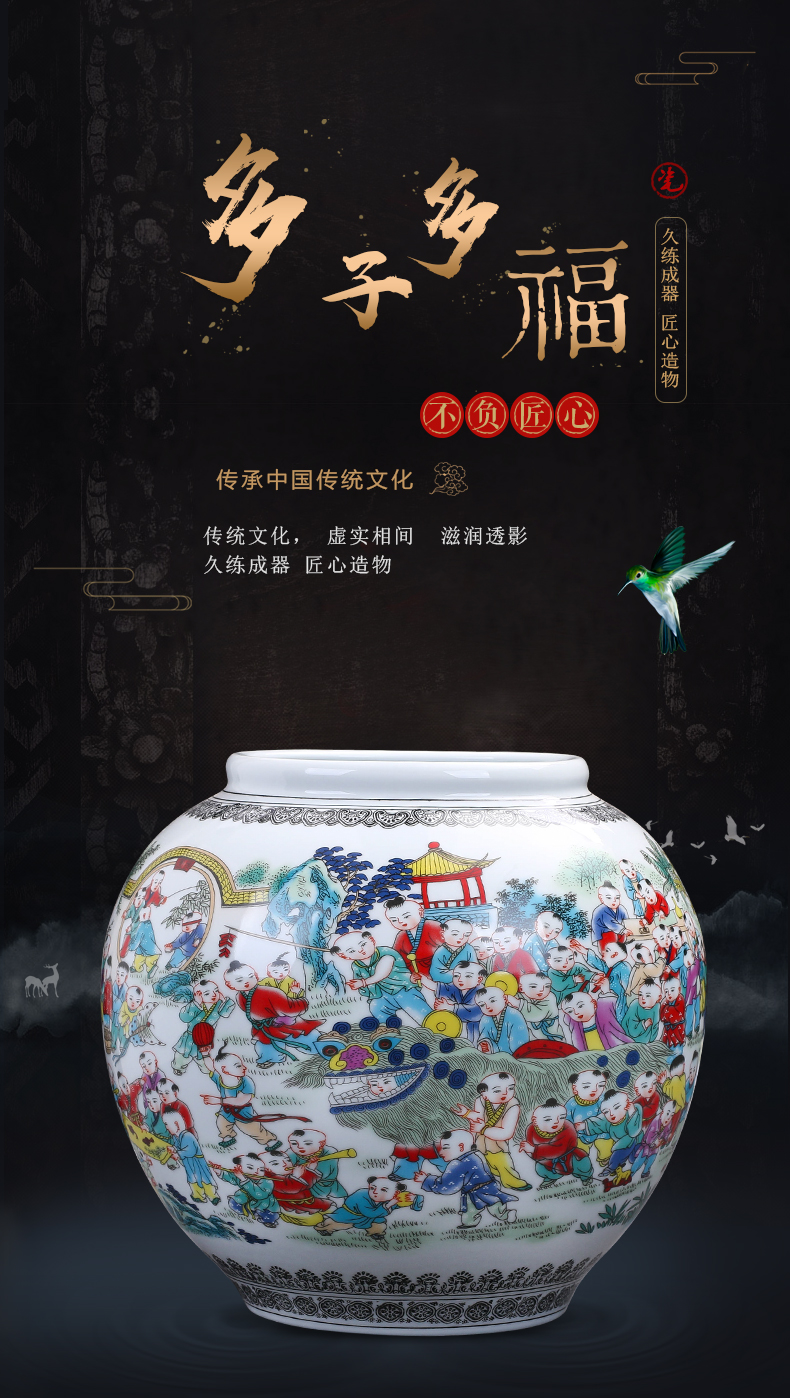 Jingdezhen ceramics archaize storage tank by the ancient philosophers figure vase large Chinese style living room TV ark adornment furnishing articles