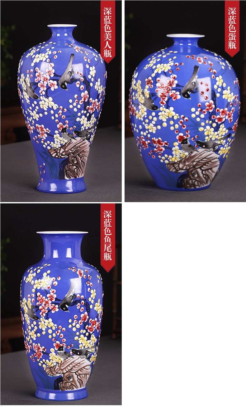 Jingdezhen ceramics hand - made enamel vase flower arranging new Chinese style living room TV ark, home furnishing articles