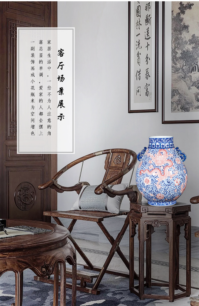 Jingdezhen ceramics imitation qianlong antique Chinese blue and white dragon blessing barrels hand - made vases flower arrangement sitting room place