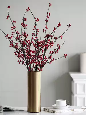 Simulation of Holly fruit, red fruit, red fruit branches, fake flower arrangement, living room, New year coffee table, dining table, decoration