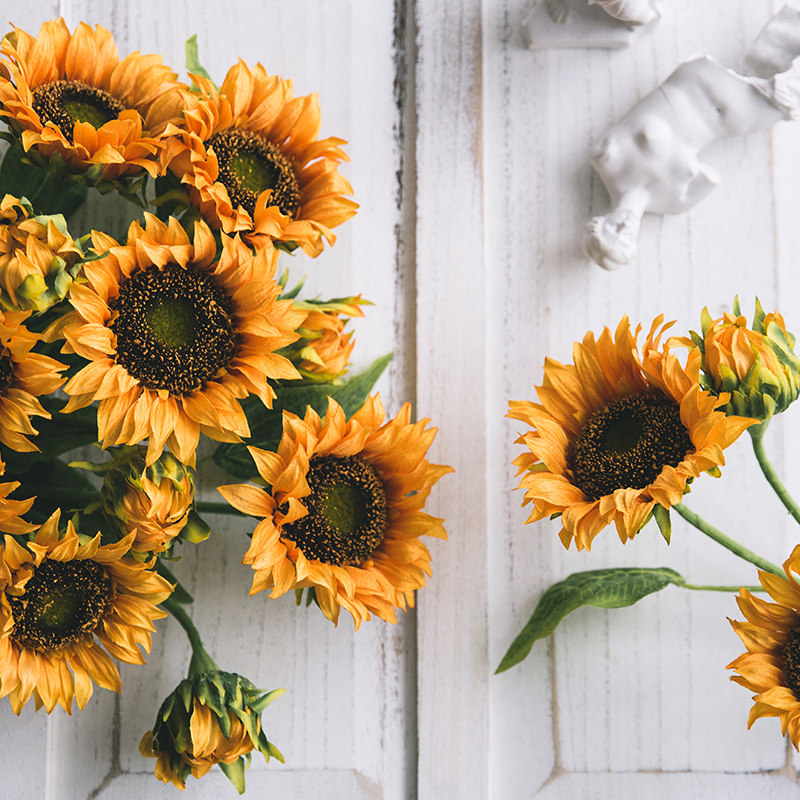 Sunflower imitation flower ornament dried flower living room large bouquet fake flower arrangement ornament ornament dining table photo decoration flower