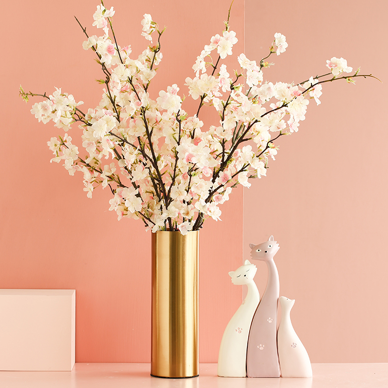 Emulated flower cherry blossom fake flower peach blossom branch silk flower table floral decoration decoration floral dried flower flower arrangement plastic bouquet