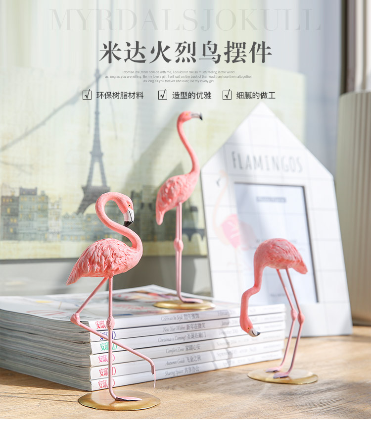 Sáng tạo ins siêu lửa flamingo đồ trang trí nhựa dễ thương phòng ngủ động vật đồ nội thất phòng khách món quà Ngày Valentine