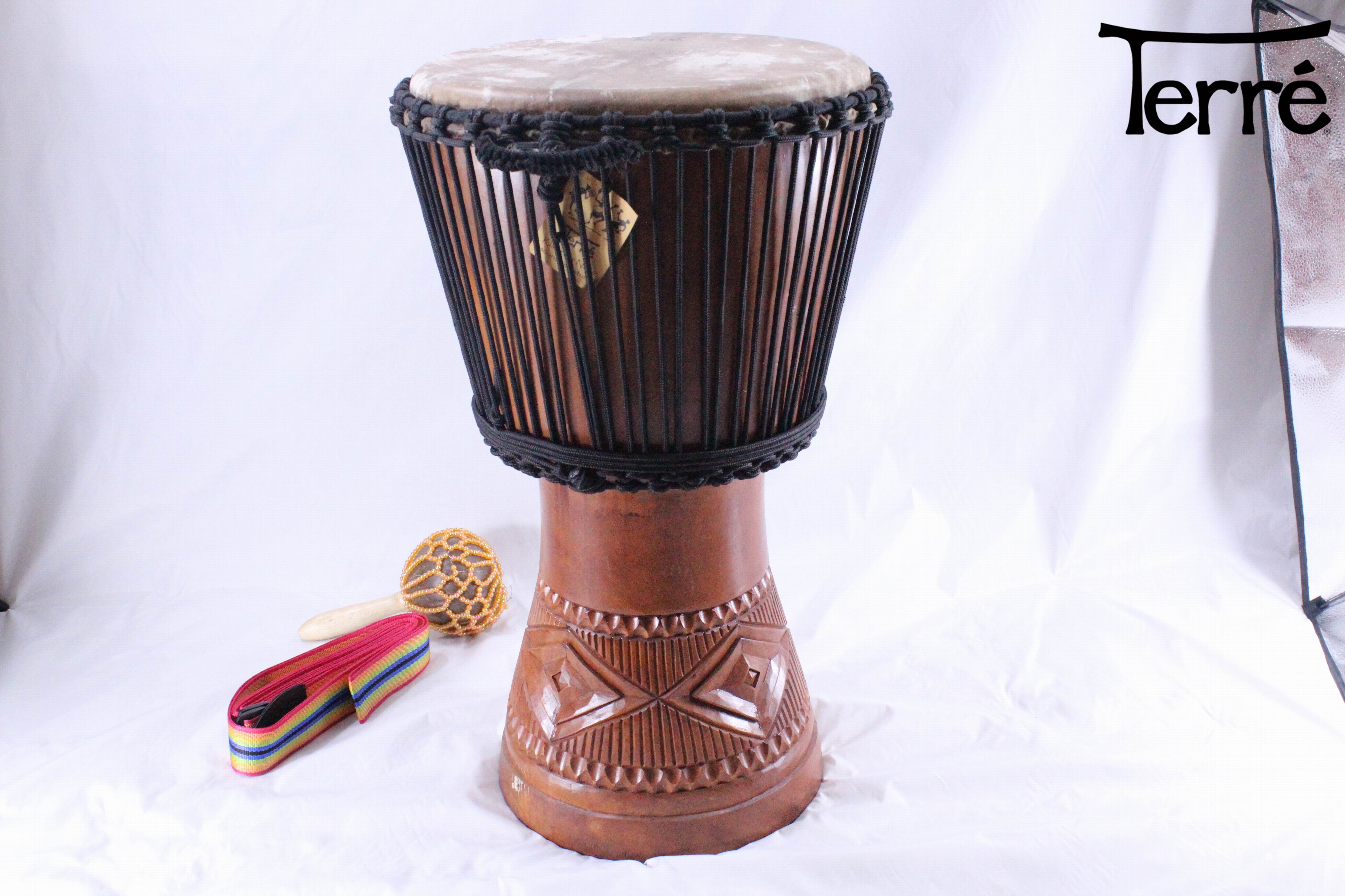 Terre African drum master imported whole wood 13 inch goatskin tambourine Kingbe Djembe German brand