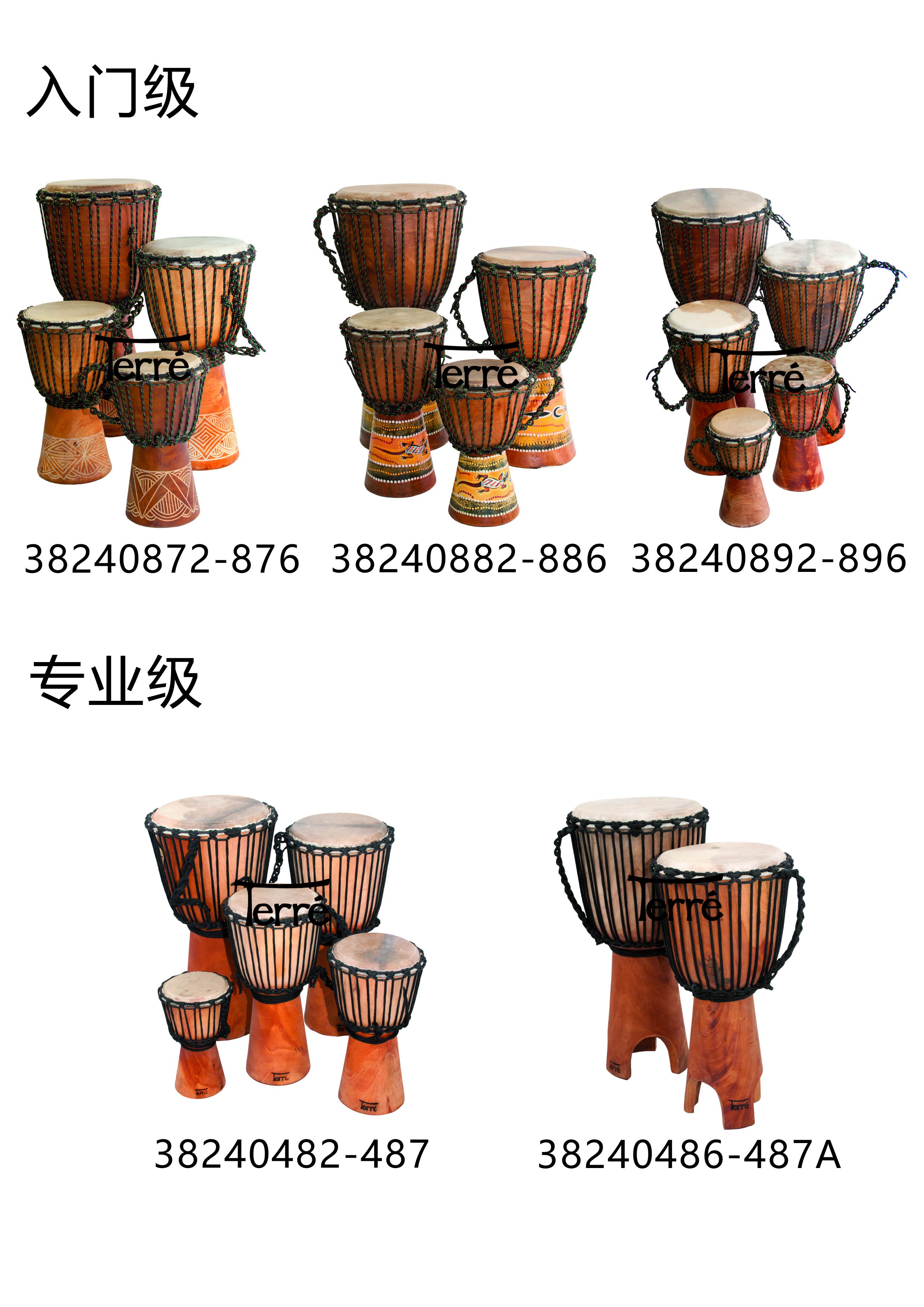 Derry Terre's entry-level professional-grade major division African drum Djembe Golden Bedrum imports German brands