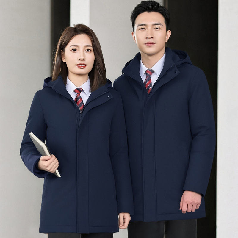 Unisex Winter Workwear Cotton-Padded Jacket, Official Uniform, Thickened Cotton Clothing, Bank Formal Wear, Professional Cotton Coat