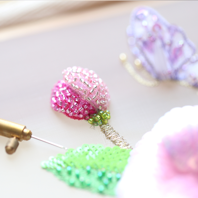 French Crochet Embroidery Tutorial Professional System Course Teaching Bead Embroidery Three-Dimensional Embroidery Level 1-19 Bag Society