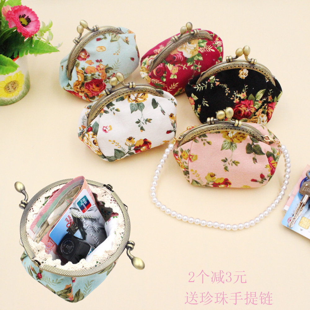 Zero Wallet Woman Small Wallet Art Retro Clip Mouth Bag Small Number Mini Mini Portable Hand Key Bag Sails Cloth Art Collection