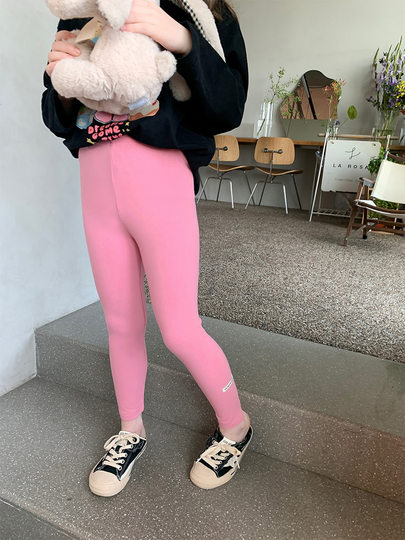 女童针织打底裤春秋长裤2023新款女宝宝休闲裤子外穿洋气纯色百搭