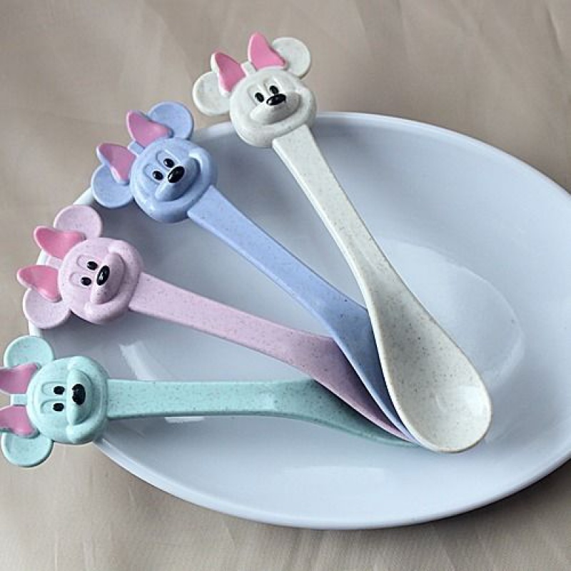 Wheat platycodon grandiflorum mickey bowl chopsticks spoons three times the children 's tableware heating baby's rice bowl