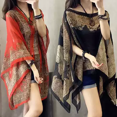 Summer shawl silk scarf multifunctional chiffon sunscreen shawl women Beach scarf scarf