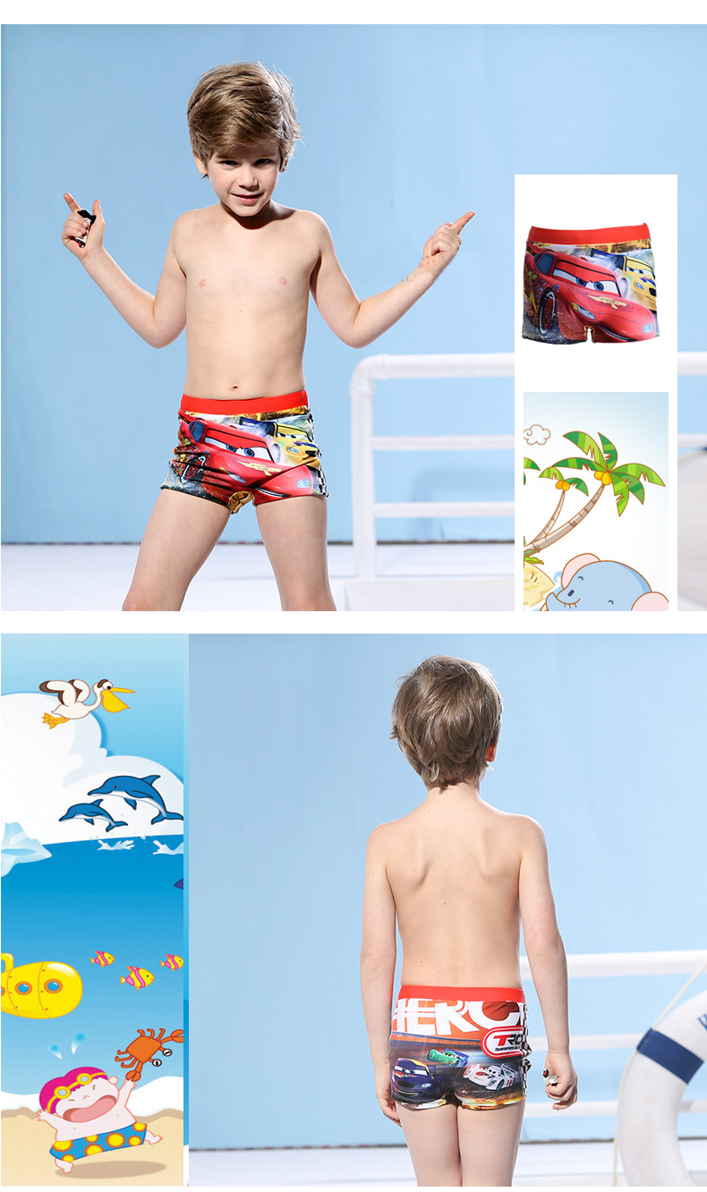 Đồ bơi bé trai Chau Ke Boxer Avengers Marvel Áo tắm hoạt hình Marvel Quần short người nhện nhanh khô đồ bơi cho bé gái
