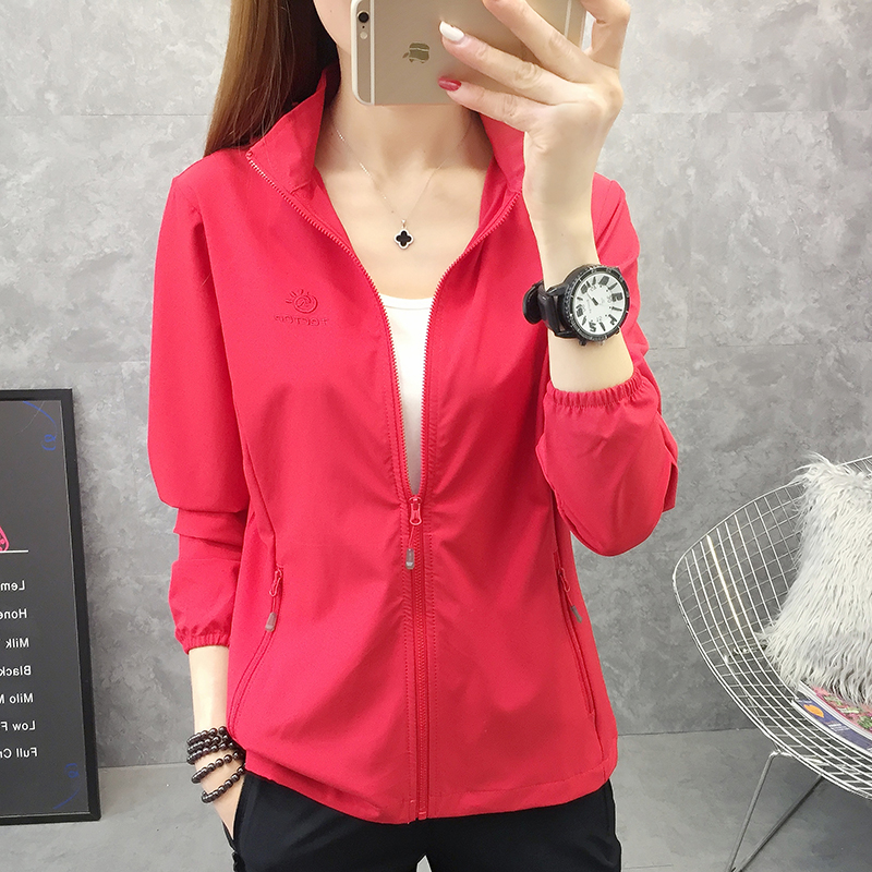 Four-sided elastic quick-drying clothes women's summer thin waterproof breathable jacket outdoor sports windbreaker anti-UV exploration
