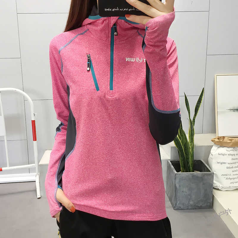 High quality thin velvet dryer woman sleeve t-shirt strength outdoor hiking to grab the suffin running coat