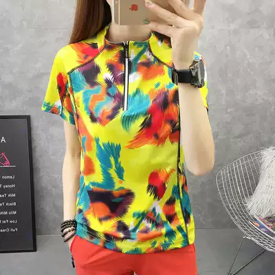 Fashion printed quick-drying short-sleeved women's summer thin breathable perspiration mountaineering quick-drying clothes outdoor women's suit