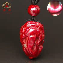  Chidan original original ore pendant Natural translucent natural stone Pixiu cinnabar pendant for men and women this year of life