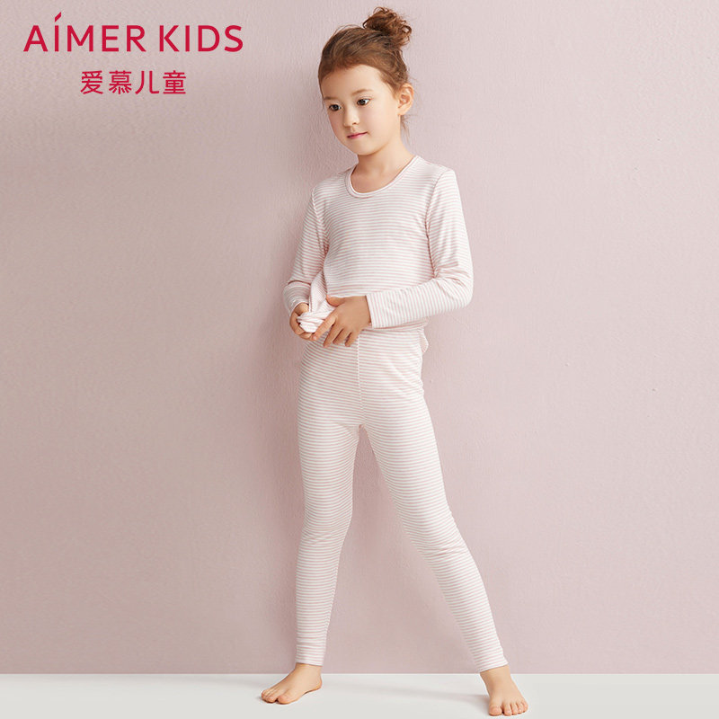 Love children's official counter warm pants girls thin bottom striped home trousers AK1730281