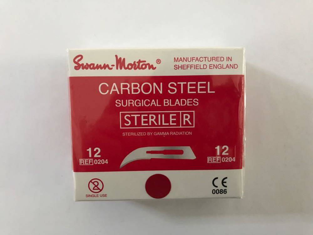 UK imported swann-morton sterile carbon steel surgical blade No. 12
