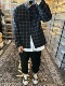 Jinfan Edison Chen's trendy brand same style wool plaid shirt men's Chinese style disc button blue plaid Guochao loose jacket