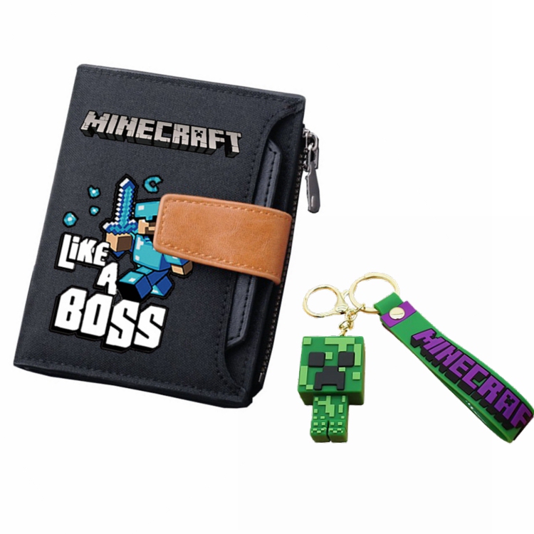Minecraft Peripheral Wallet Creeper Steve Cartoon Student Large Capacity Canvas Buckle Coin Purse for Children