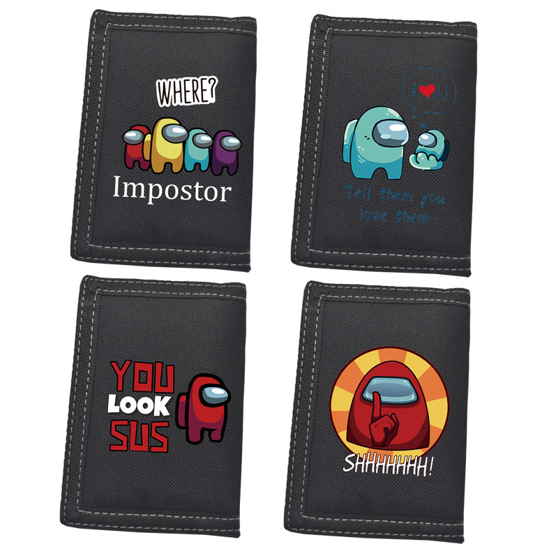 Amongus surrounding wallet space werewolf kills between us cartoon student three-fold wallet bag