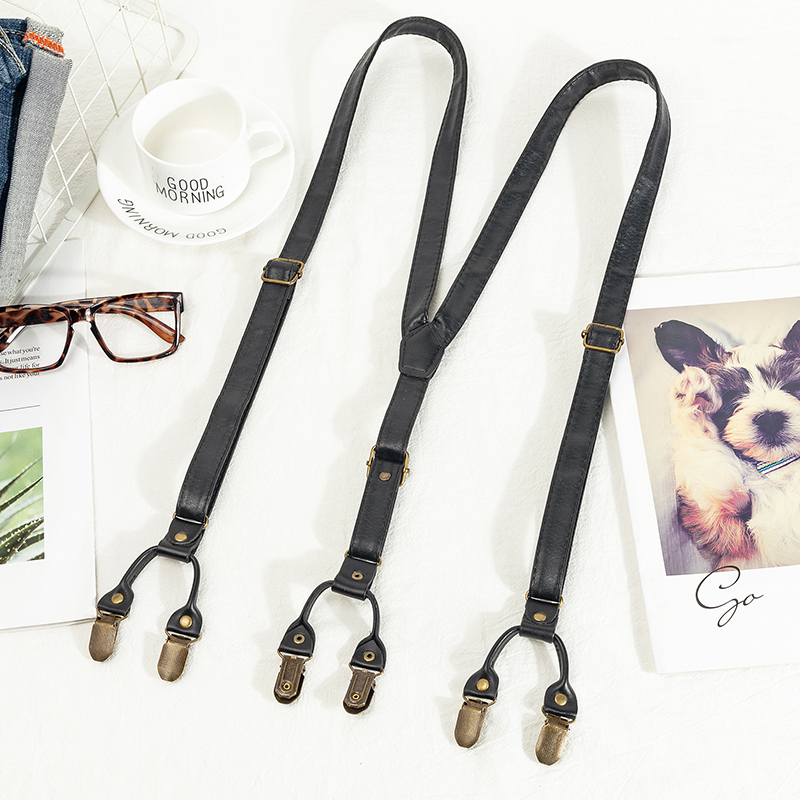 All-match retro leather baby bag boys and girls literary shoulder strap decorative sling clip adult fashion non-slip suspenders