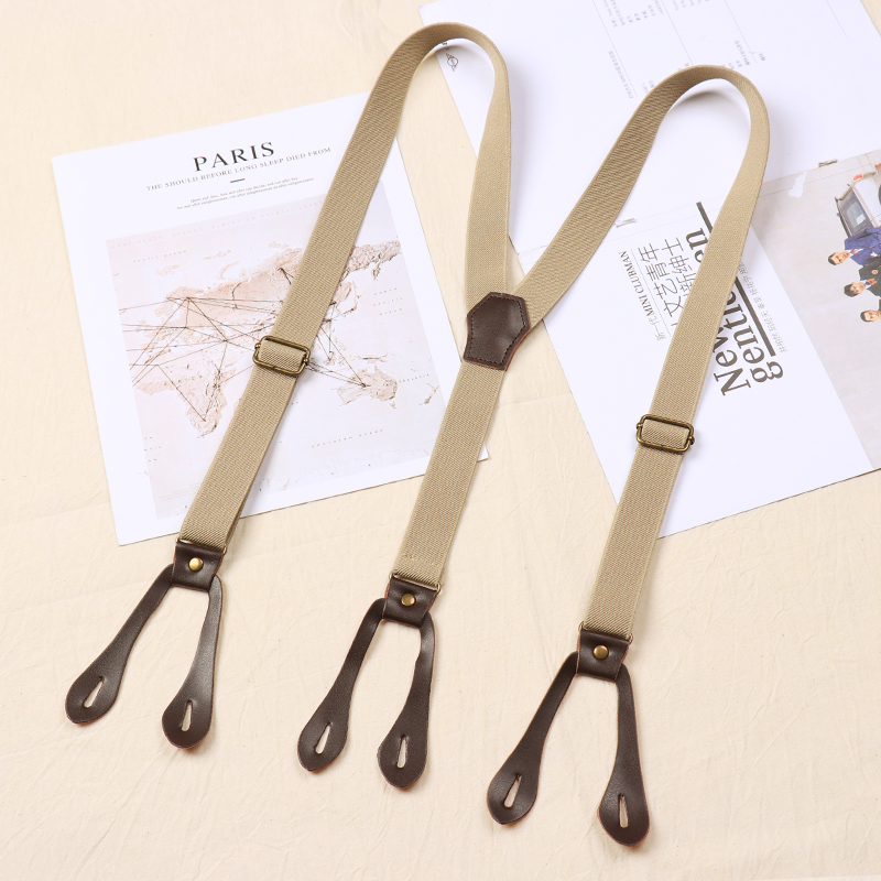 Inlen Retro Cuddling Bag for men and women General Y-shaped non-slip hanging pants with adult fattening elastic buttons Style Harness