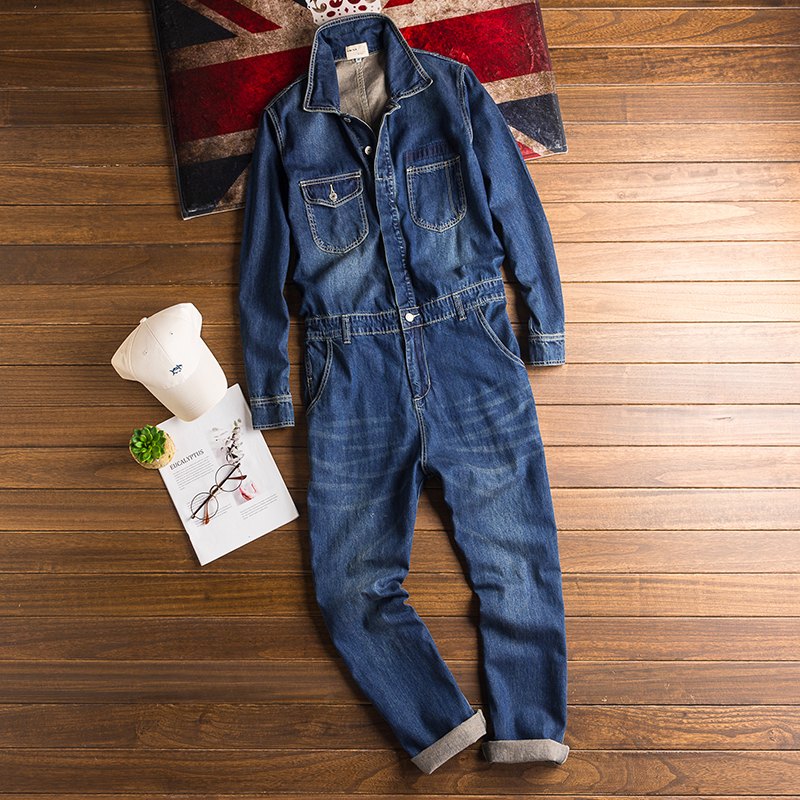 Rapper Shawn Yue's Same Style Denim Jumpsuit for Men and Women, Vintage Denim Workwear Thin Set, Hip-Hop Washed Blue Pants Rapper Shawn Yue's Same Style Denim Jumpsuit for Men and Women, Vintage Denim Workwear Thin Set, Hip-Hop Washed Blue Pants