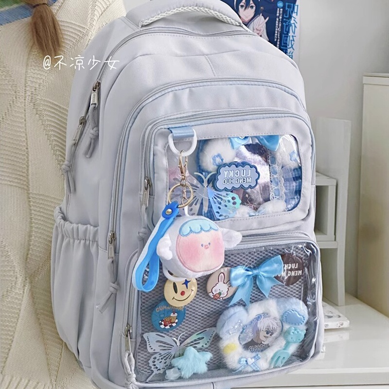 Japanese-Style Anime Convention Backpack for Junior High School Girls, Large Capacity Backpack, Transparent Backpack, Pain Bag, Baby Bag Japanese-Style Anime Convention Backpack for Junior High School Girls, Large Capacity Backpack, Transparent Backpack, Pain Bag, Baby Bag